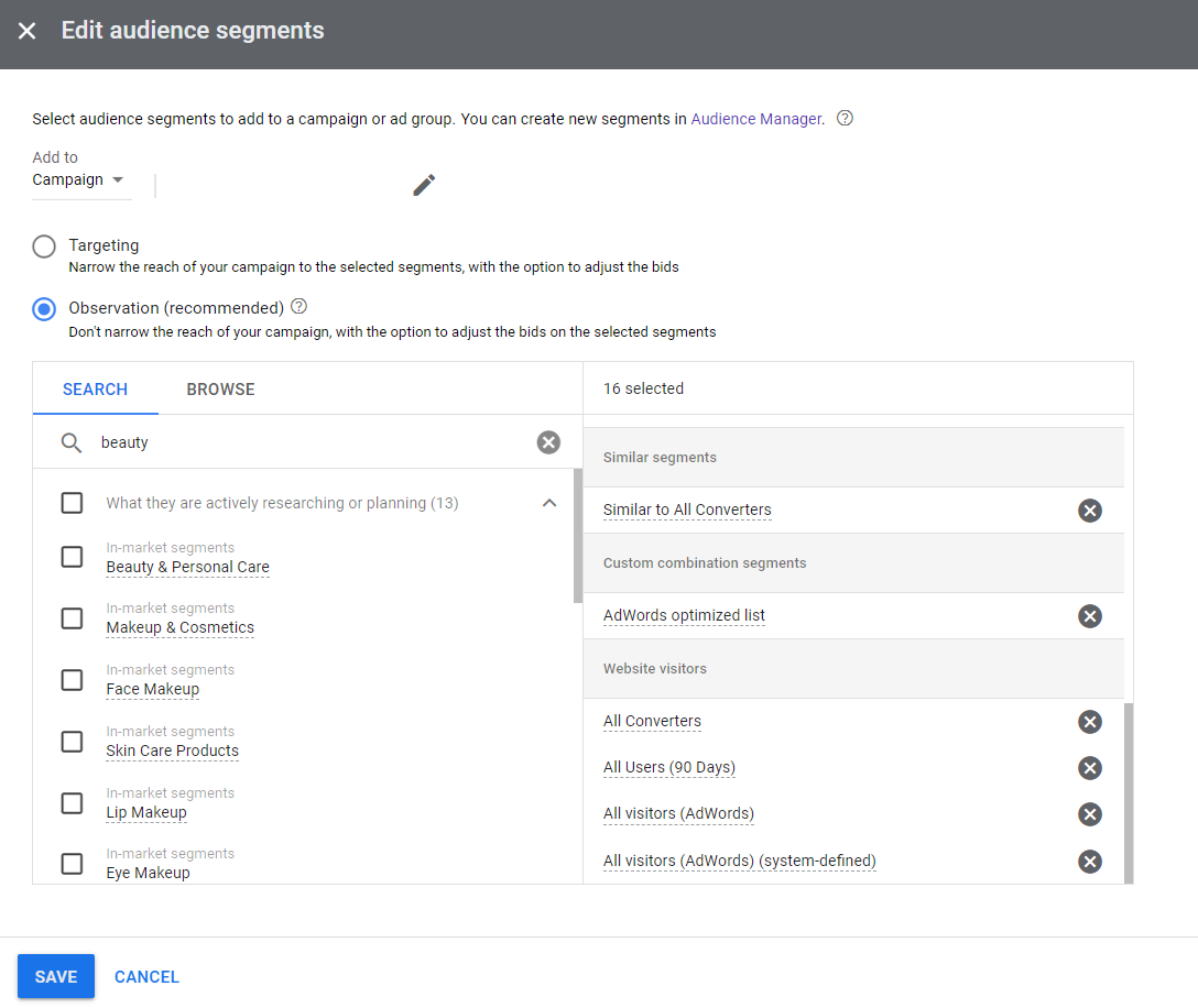 edit audience segments